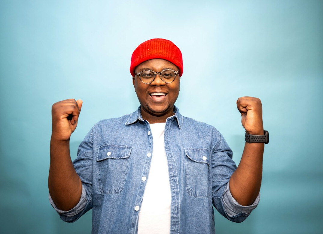 person celebrating debt free