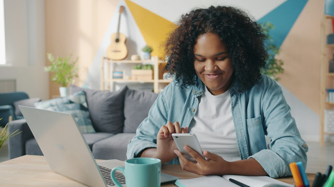 person checking savings account